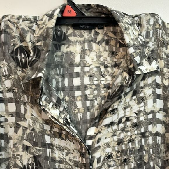 Apt. 9 | Women’s Gray & Beige Printed Chiffon Sleeveless Button Down Blouse M - Picture 2 of 7